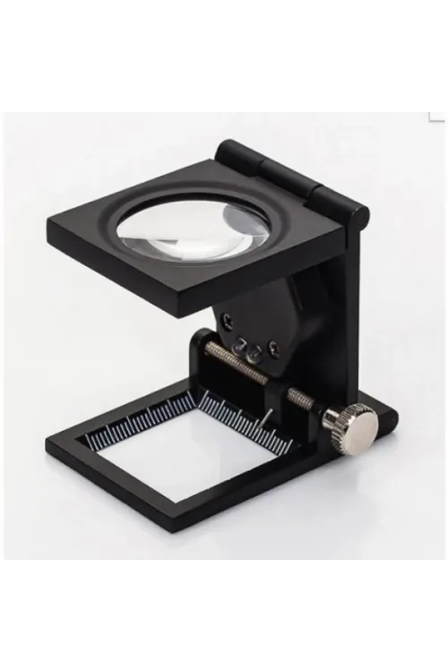 28x28 Mm Katlanır Sayaçlı Metal Lüp 2 LED Işıklı Büyüteç Tekstil TH-9005A