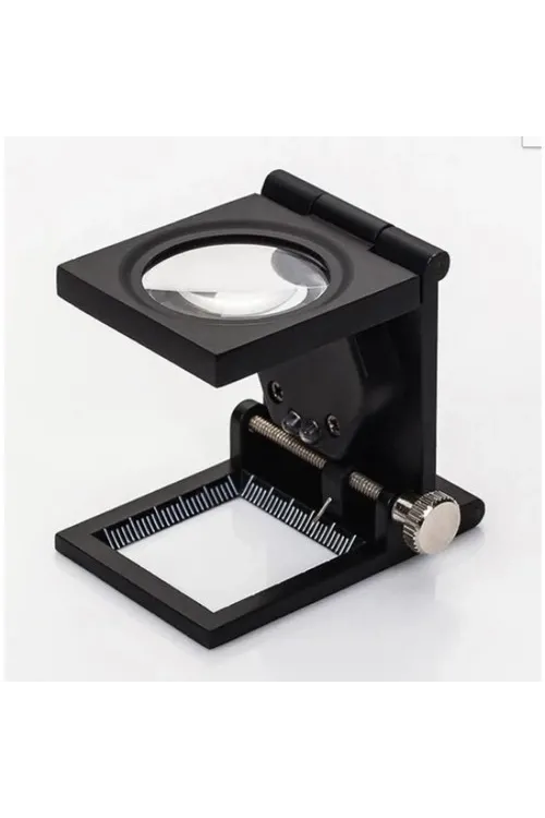 Nikula28x28 Mm Katlanır Sayaçlı Metal Lüp, 2 LED Işıklı Büyüteç Tekstil Th9005A