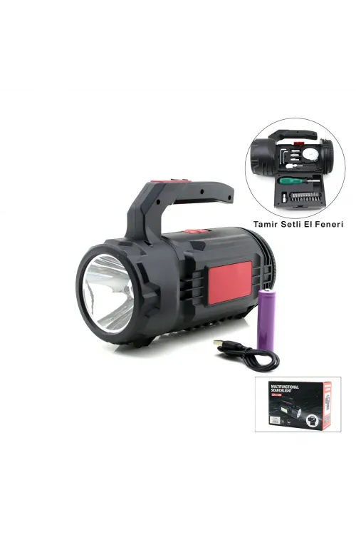 2in1 19pcs = Tamir - Hırdavat Seti El Fener - Projektör Led + Cob Usb - Type-c - Pil Şarjlı Hs-310