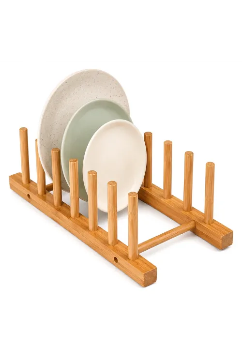 2pcs Bambu - Ahşap Tezgah Üstü Tabaklık - Bulaşıklık