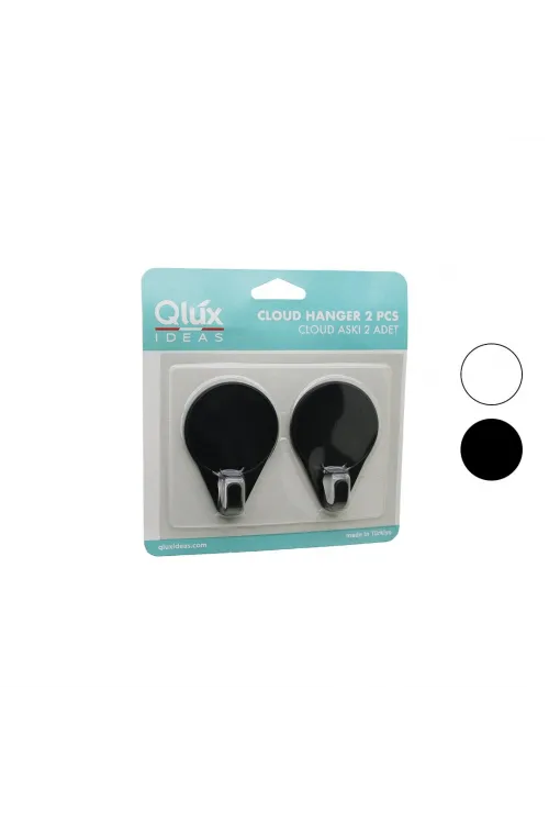 2pcs Cloud Askı Siyah - Beyaz Plastik Yapışkanlı Montaj