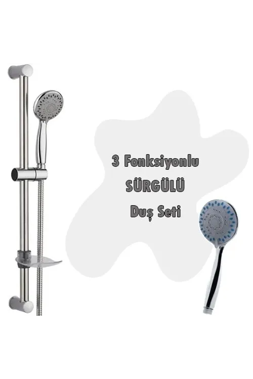 3 Fonksiyonlu Sürgülü Duş Seti 5 Parça Özel Set