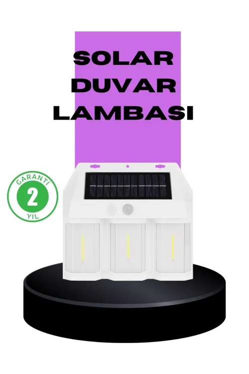 3 İn 1 Solar Duvar Lambası – Ip65 Su Geçirmez, Hareket Sensörlü