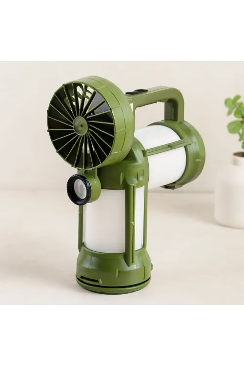 3-in-1 Solar USB Kamp Vantilatör ve Çift Fener