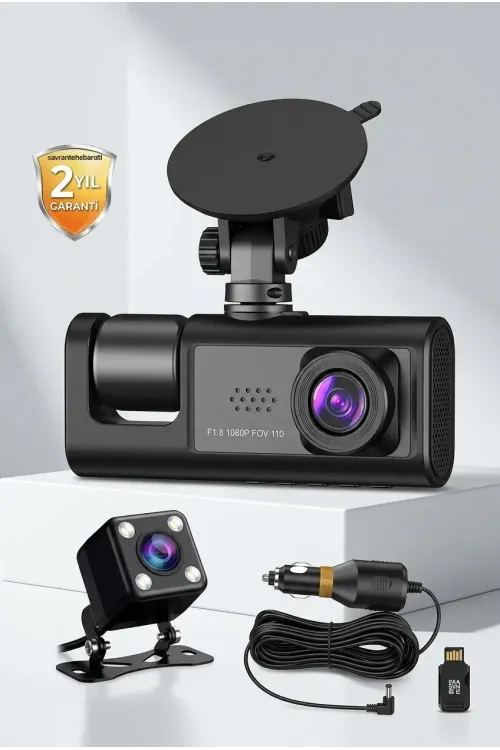 3 Kameralı Araç Kamerası Geri Görüş Kameralı Park Destekli Dashcam