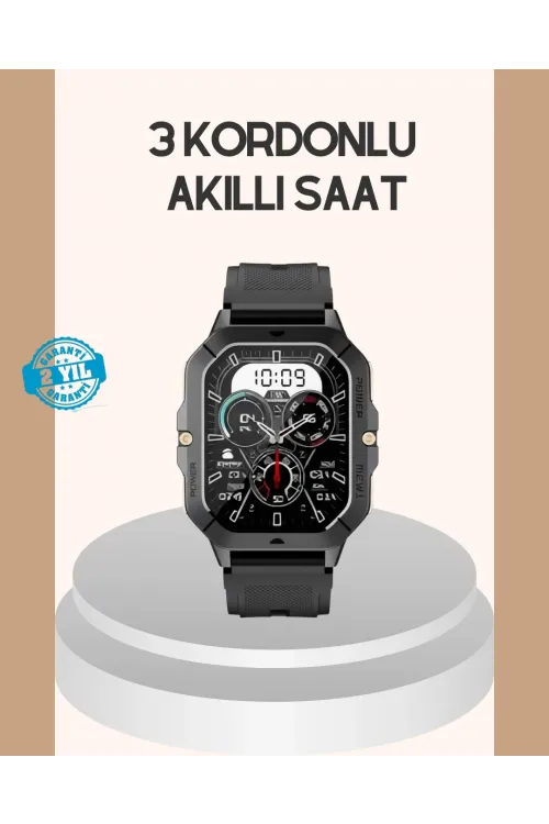 3 Kordonlu Akıllı Saat Uzun Pil Süreli
