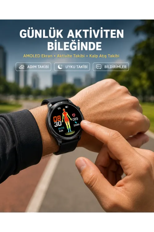 3 Kordonlu AMOLED Akıllı Saat – Sağlık Takipli
