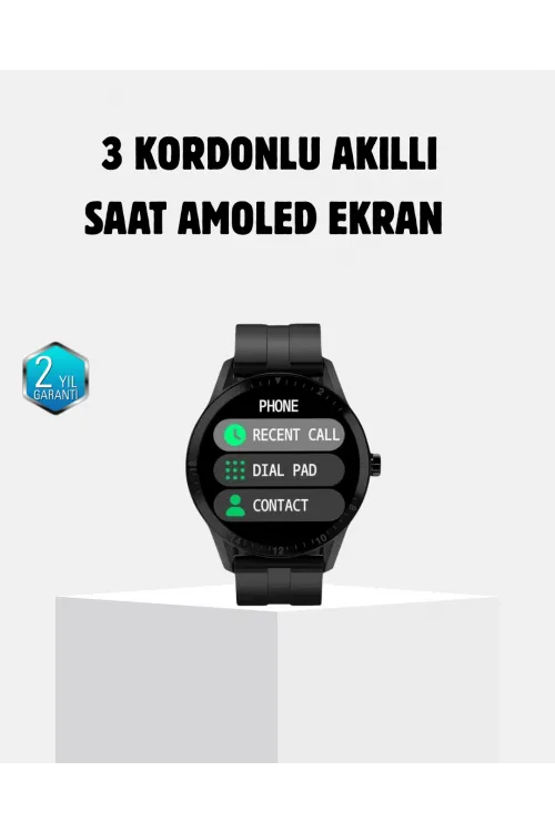3 Kordonlu Amoled Akıllı Saat – Sağlık Takipli