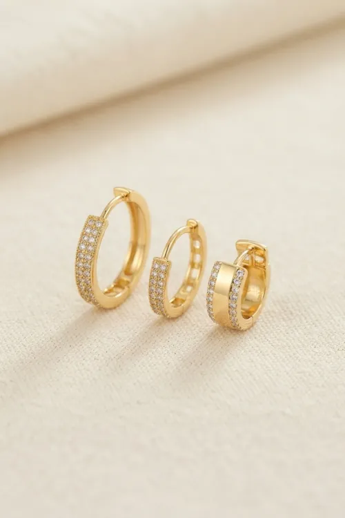 3 lü Set Gold Renk Halka Model Küpe