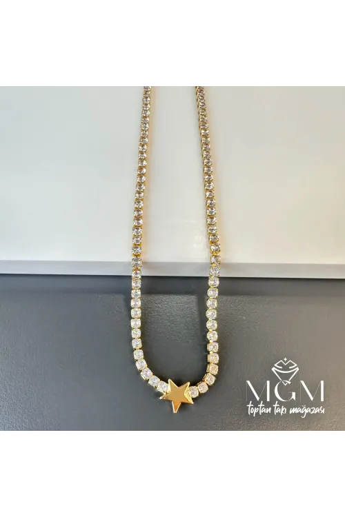 3 Mm Zirkon Taşlı Pirinç Kolyeler 40+5 Cm Uzatma Payı - Kl0083