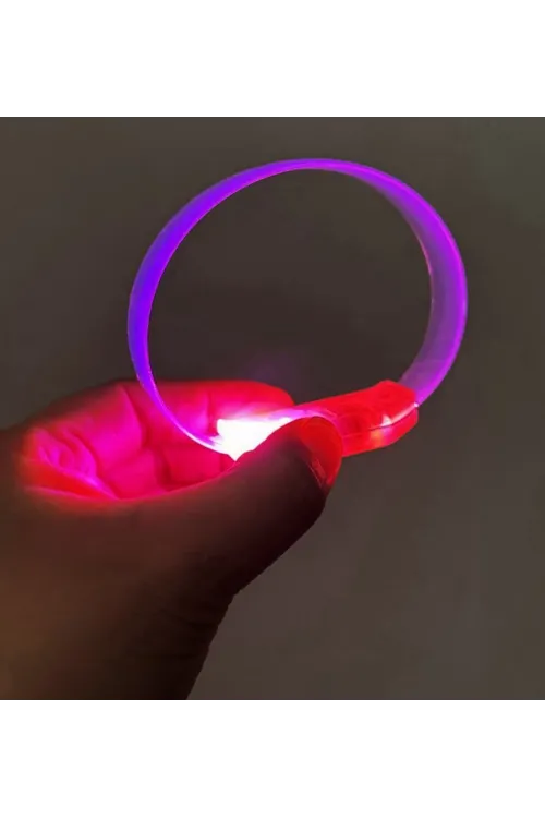 3 Modlu Pilli Led Işıklı Esnek Parti Bilekliği Pembe