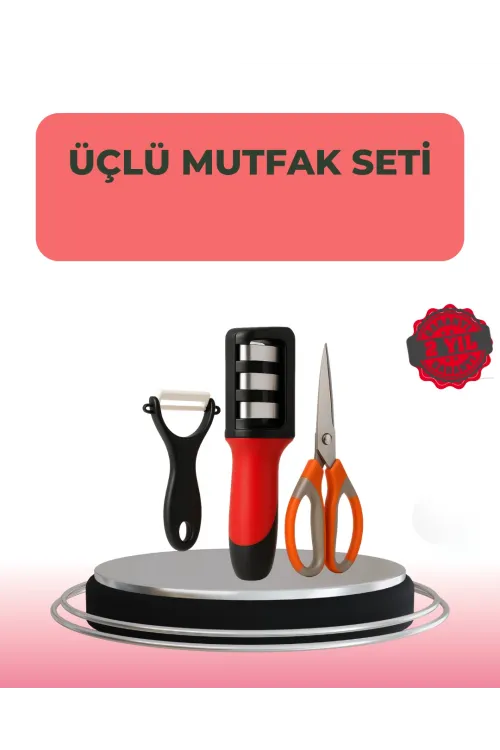 3 Parçalı Çok Fonksiyonlu Mutfak Makas Seti – Paslanmaz Çelik, Ergonomik Tasarım