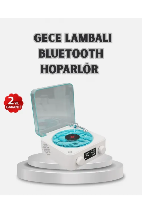 3-ü-1 Gece Işığı Bluetooth Hoparlör Dijital Saat Vintage Plak Çalar Tasarımlı
