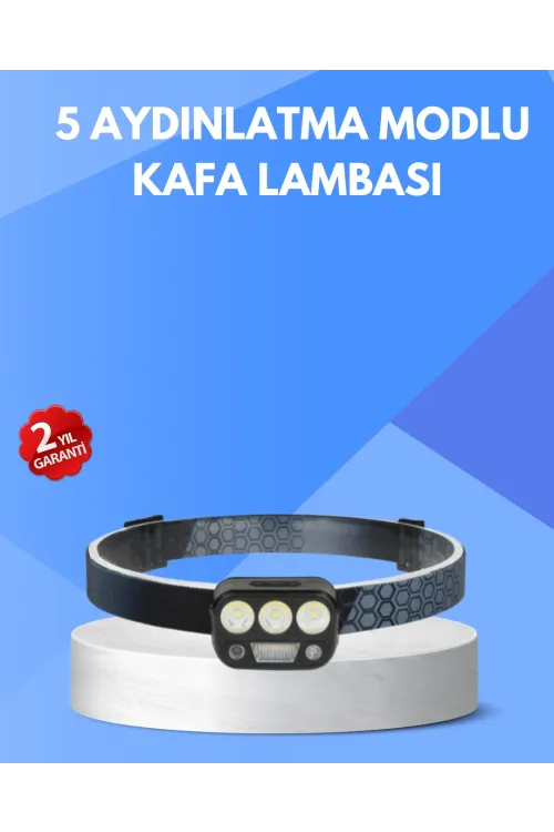 300 Lümen Sensörlü Led Kafa Lambası Usb Şarjlı Sos Modlu