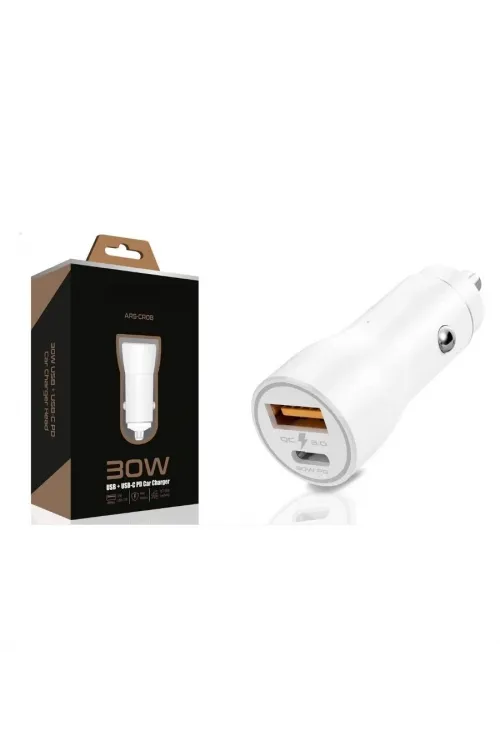 30W USB ve USBC PD Araba Şarj Cihazı Hızlı Şarj, iPhone ve Android Uyumlu, Çift Çıkışlı