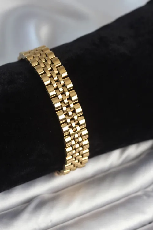 ietaks™ 316L Çelik 12 mm Kalınlıkta Gold Renkli Erkek Bileklik