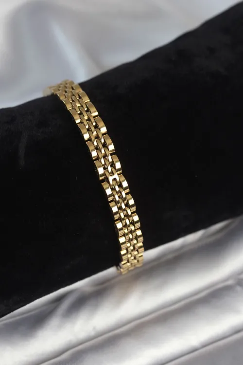 ietaks™ 316L Çelik 7 mm Kalınlıkta Gold Renkli Erkek Bileklik