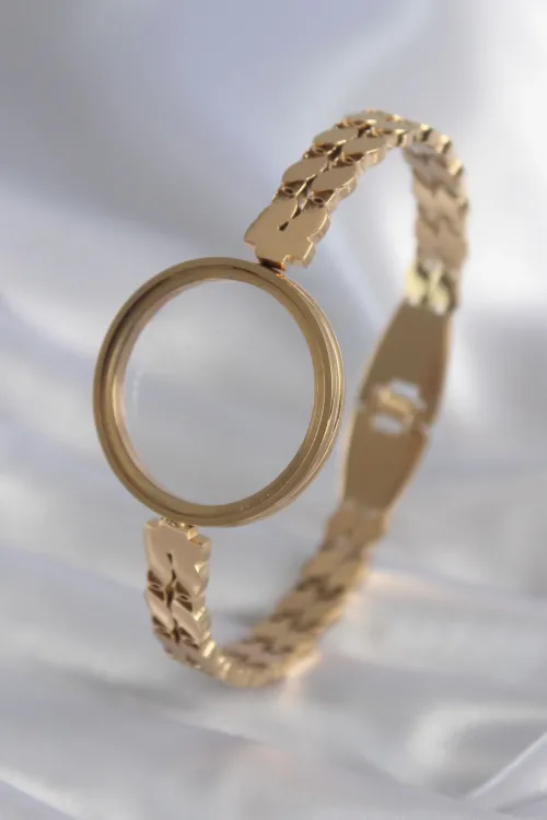 ietaks™ 316L Çelik Gold Renk Arpa İşleme Açılabilir Fanus Model Kadın Kelepçe