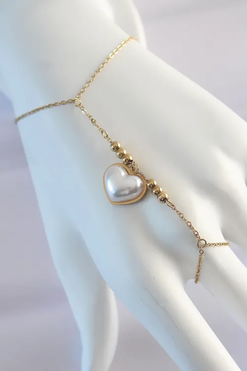 ietaks™ 316L Çelik Gold Renk Beyaz Bubble Kalp Tasarımlı Şahmeran