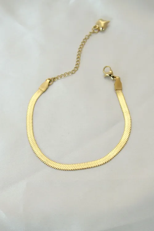 ietaks™ 316L Çelik Gold Renk İtalyan Zincirli Bileklik