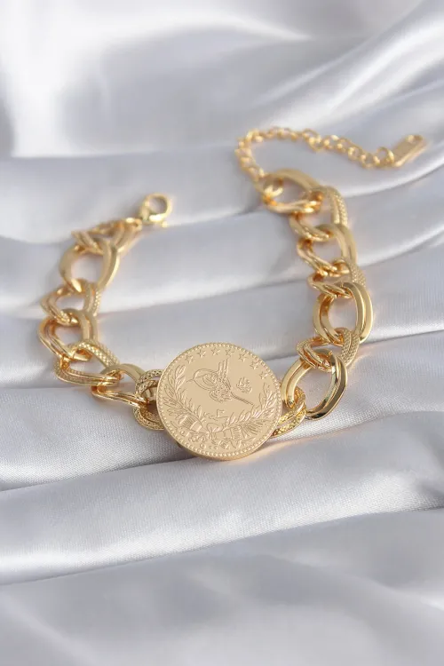 ietaks™ 316L Çelik Gold Renk Reşat Altın Model Samanyolu Kadın Bileklik