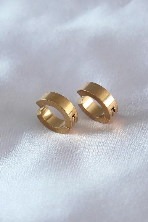 ietaks™ 316L Çelik Gold Renk Sıkıştırmalı Erkek Küpe