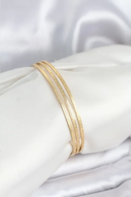 ietaks™ 316L Çelik Gold Renk Simli Model Ajda 65 mm Kadın Bileklik