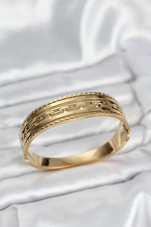 ietaks™ 316L Çelik Gold Renk Vintage Model Kadın Kelepçe Bileklik