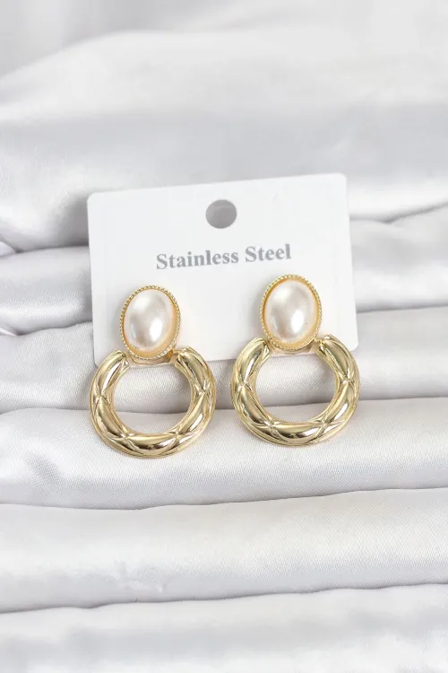 316L Çelik Gold Renk Vintage Model Kadın Küpe