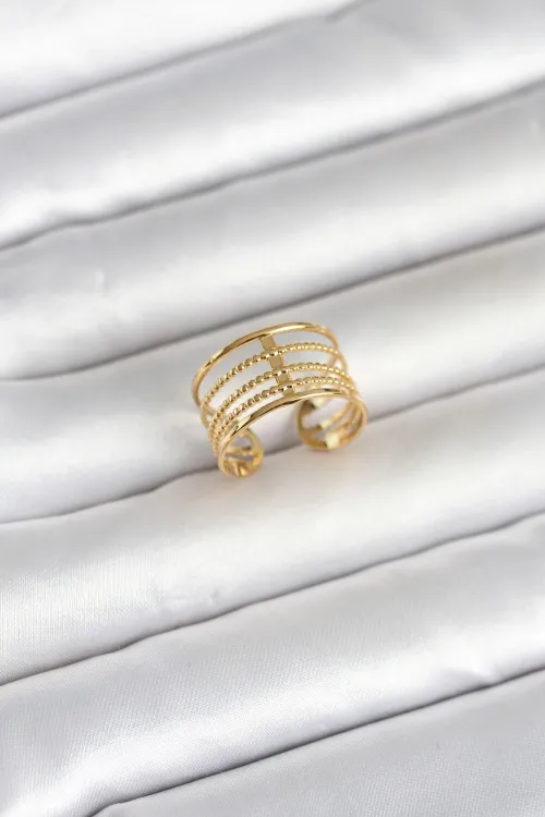 316L Çelik Gold Renk Vintage Model Kadın Yüzük