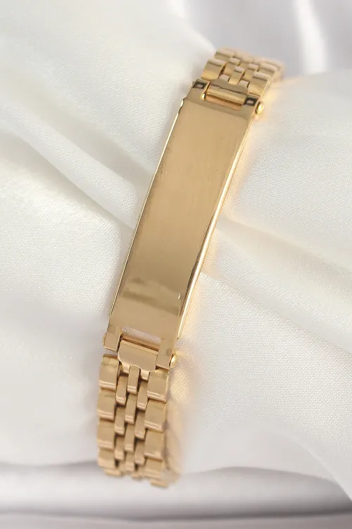ietaks™ 316L Çelik Gold Renk Zincir Künye Model Erkek Bileklik