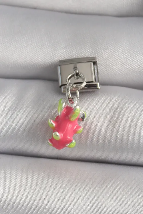 ietaks™ 316L Çelik Gümüş Renk Sallantı Ejder Meyvesi Model Nomination Charm