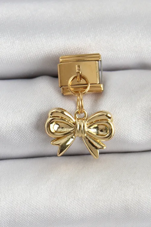 ietaks™ 316L Çelik Sallantılı Fiyonk Model Gold Renk Nomination Charm