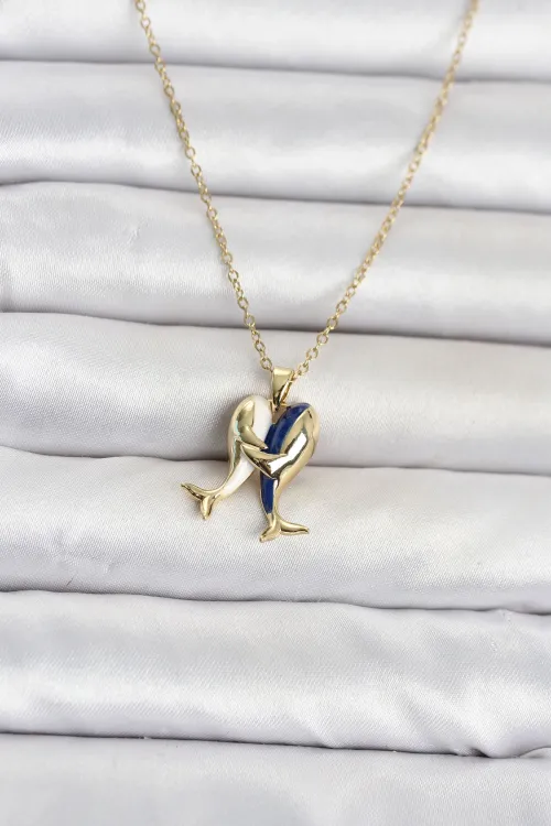 316L Çelik Zincir Gold Renk Dolphin Model Kadın Kolye TJ-BKO11094