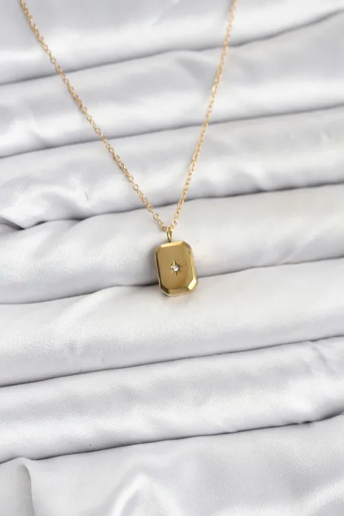 ietaks™ 316L Çelik Zincir Gold Renk Minimal Kutup Yıldızı Model Kadın Kolye