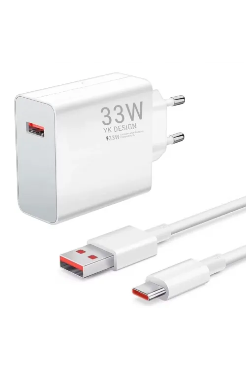 33w Hızlı Şarj Adaptörü – Type-c Kablolu, Usb Çıkışlı, Akıllı Şarj Destekli Duvar Tipi Şarj Cihazı