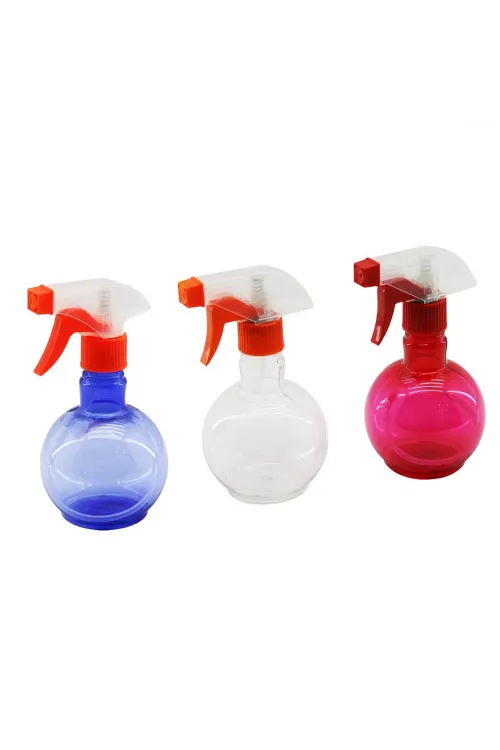 350ml Renkli Şeffaf Tombul - Plastik Boş Sprey Püskürtücü Şişe