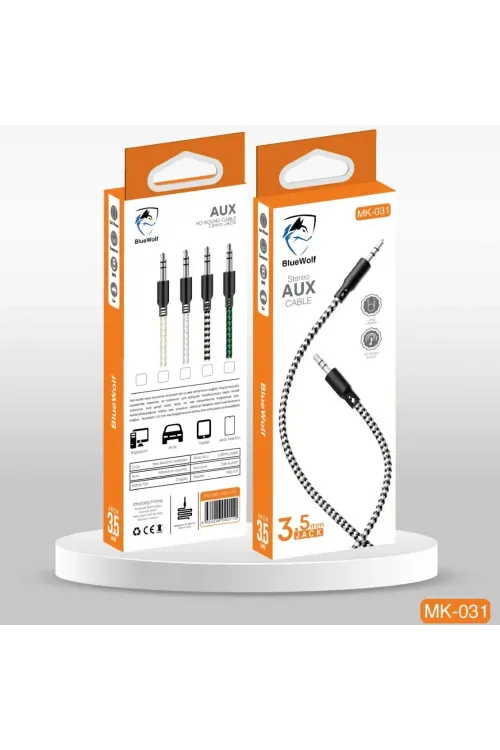 3.5mm Jack Hasır Aux Kablo BlueWolf MK-031