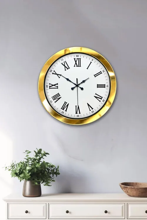 36 cm Gold Metal Roma Rakamlı Duvar Saati