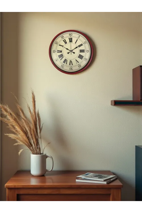 36 Cm Kırmızı Retro Duvar Saati