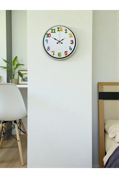 36 Cm Krem Çocuk Odası Duvar Saati
