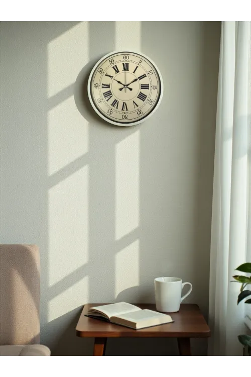 36 Cm Krem Retro Tasarım Duvar Saati