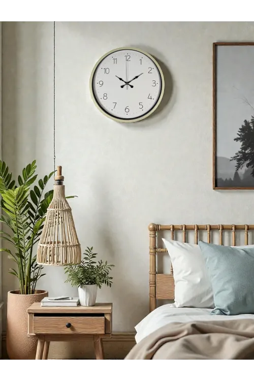 36 Cm Krem Sade Dekoratif Duvar Saati