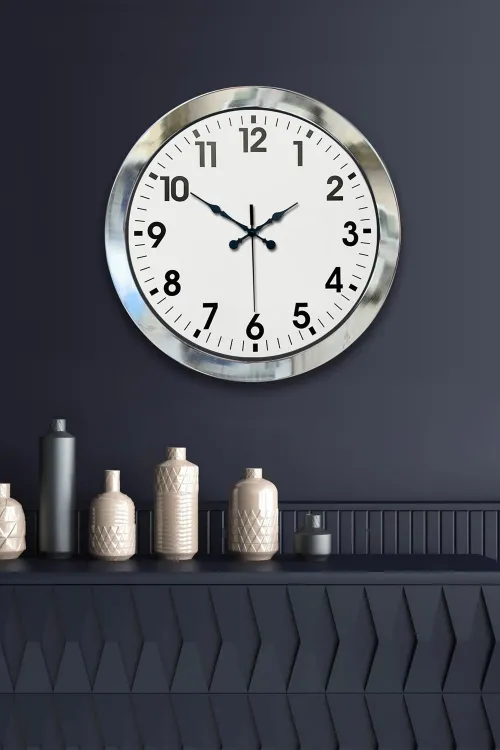 36 cm Krom Metal Standart Duvar Saati