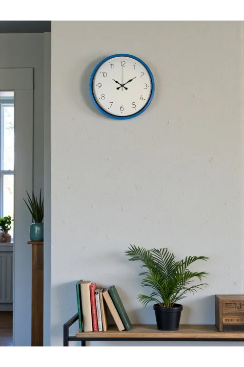 36 Cm Mavi Sade Dekoratif Duvar Saati