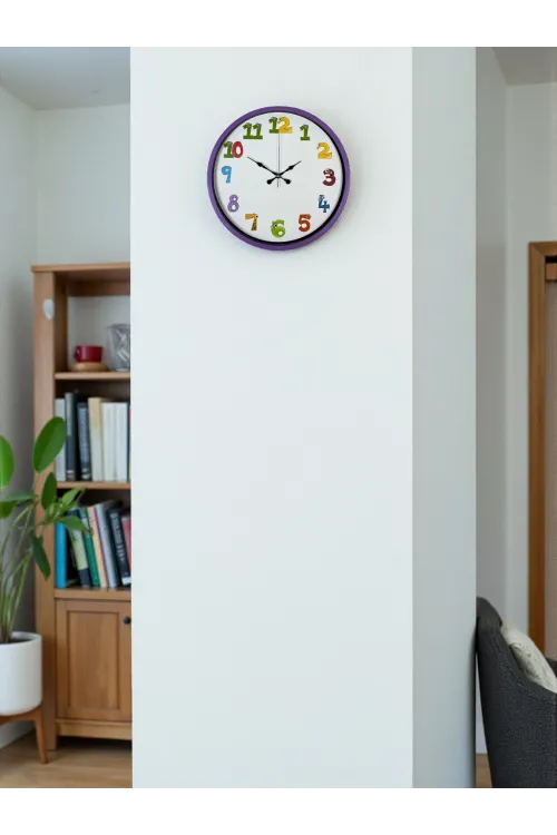 36 Cm Mor Çocuk Odası Duvar Saati