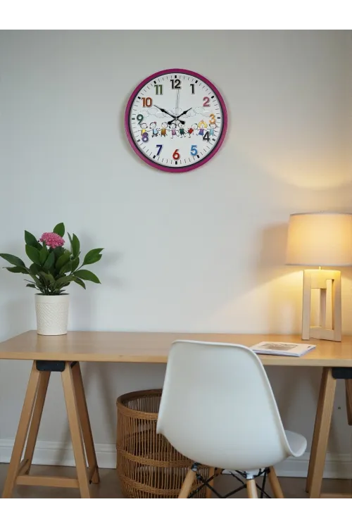 36 Cm Pembe Çocuk Odası Duvar Saati