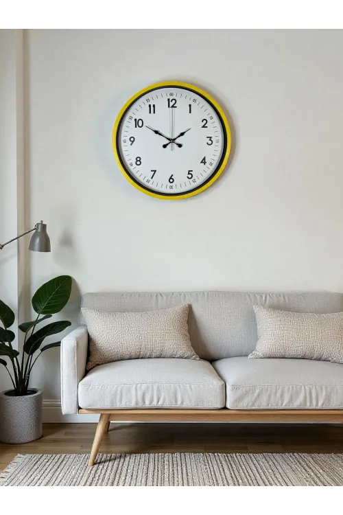 36 Cm Sarı Dekoratif Duvar Saati