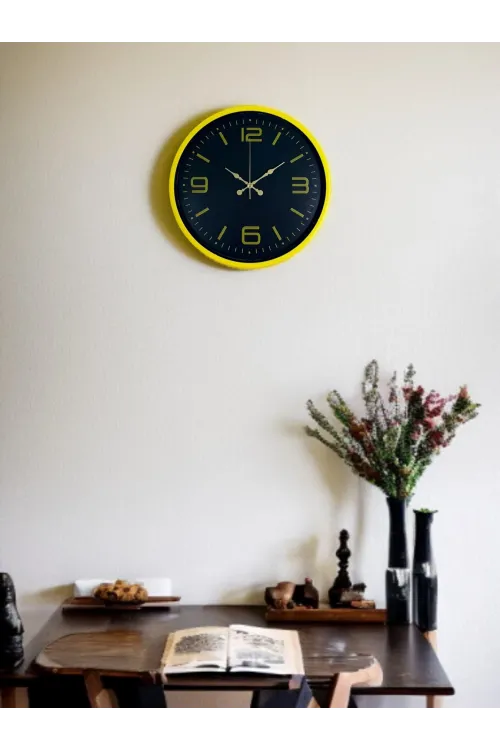 36 Cm Sarı Dekoratif Duvar Saati
