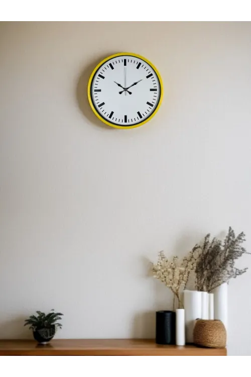 36 Cm Sarı Dekoratif Duvar Saati